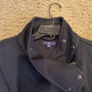 Gap Heavy Knit Black Moto Jacket Snap Collar